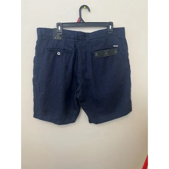 Porter & Ash Men Navy Blue 100 Linen Premium Collection Shorts Size 38 NWT - Picture 2 of 7